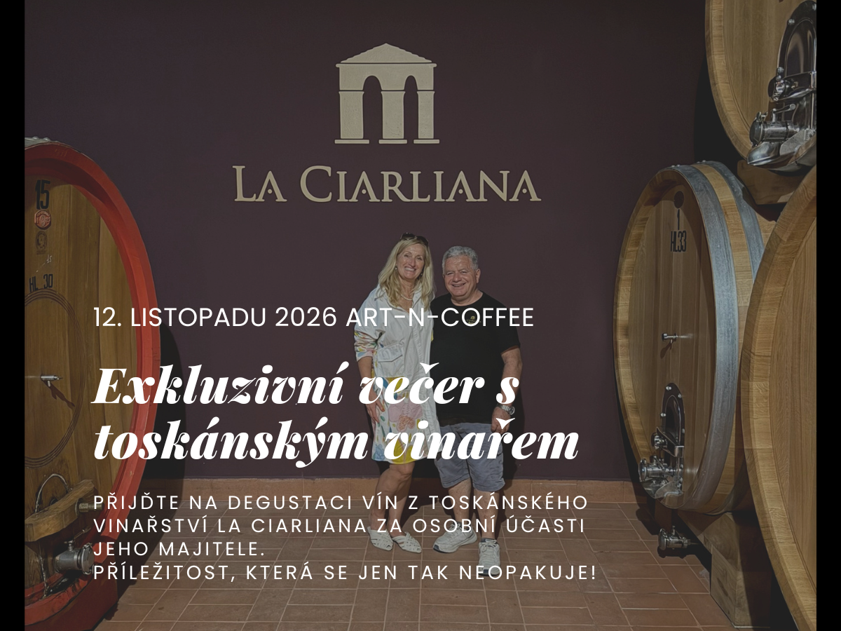 Výjimečná událost, která se neopakuje každý měsíc! Osobně vás přivítá vinař z La Ciarliana.
Čtvrtek 12. 11. 2026 v Art-n-Coffee, Praha